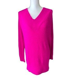 New Maverick Oversized Magenta VNeck Soft Sweater Large